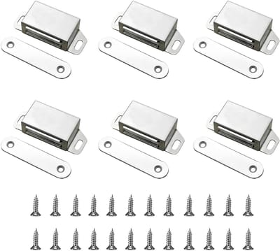 Set van 6 RVS Magneten voor Meubels - Sterke Magnetische Sluiters voor Kastdeuren met Schroeven, Ideaal voor Keuken en Woonkamer