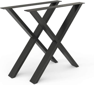 Set van 2 Zwarte X-Poot Tafelpoten voor Eettafel of Bureau 70x72 cm Industrieel Design