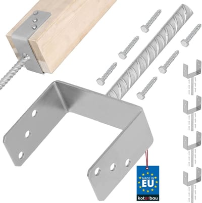 KOTARBAU® 4 st Paalhouder Beton, Verzinkt Staal, 151 mm, Zilver, Paaldrager in Beton Storten, Betonanker voor Houten Palen, Paalhouder Schutting Beton