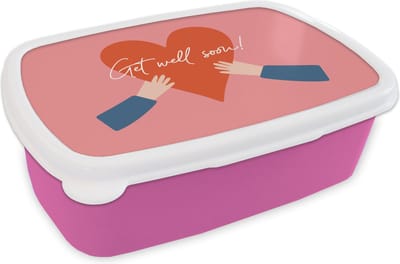 Broodtrommel Roze - Lunchbox - Brooddoos - Sterkte - Quotes - Roze - Hand - 18x12x6 cm - Kinderen - Meisje