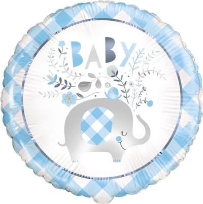 Helium Ballon Baby Olifant Blauw 45cm leeg