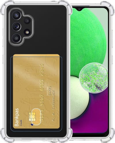 Hoesje - Geschikt voor Samsung Galaxy A32 4G - Met Pashouder en Kaarthouder - Telefoon Hoes Shockproof - Siliconen Case - Shock Proof - Back Cover - Pasjes Houder - Telefoonhoes - Transparant