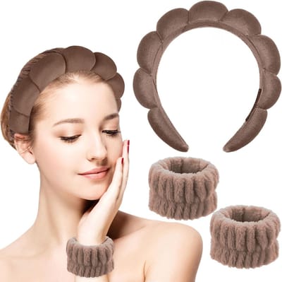 Set van Spons Hoofdbanden voor Gezichtsreiniging en Make-up Verwijdering - Ideaal voor Dames en Meisjes, Perfect voor Spa, Yoga en Douche, Van Zachte Badstof