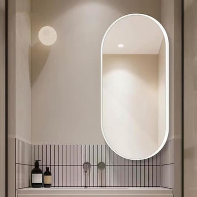 Badkamerspiegel Draaibaar - Wandspiegel Hoek - Make-up Aanbrengen - Verstelbare Beugel - W30xL60cm - Wit