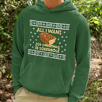 Foute Kerst Hoodie Groen Alles Wat Ik Wol Foar Kryst Is Sukerbole XS - Uniseks Pasvorm - Kerstkleding Voor Dames & Heren