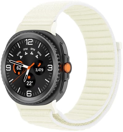 Nylon bandje - geschikt voor Samsung Galaxy Watch 8 (40mm) / Galaxy Watch 8 (44mm) / Galaxy Watch 8 Classic - klittenbandsluiting - starlight