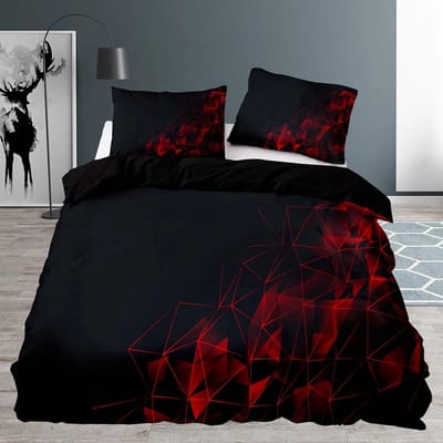 Zwarte Dekbedovertrek Queen SizeSlaapkamer Abstract Blauw Geometrisch Patroon Dekbedovertrek 220X240 Met Kussensloop Beddengoed Set AU King(245*210cm)3pcs