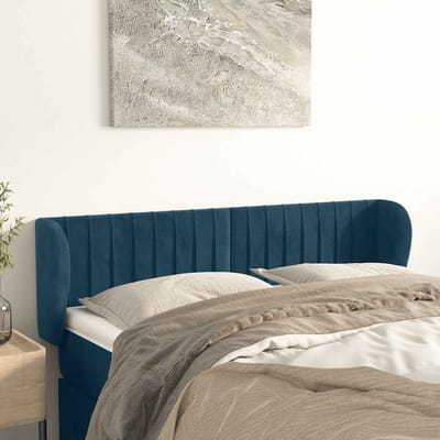 vidaXL - Hoofdbord - met - randen - 147x23x78/88 - cm - fluweel - donkerblauw