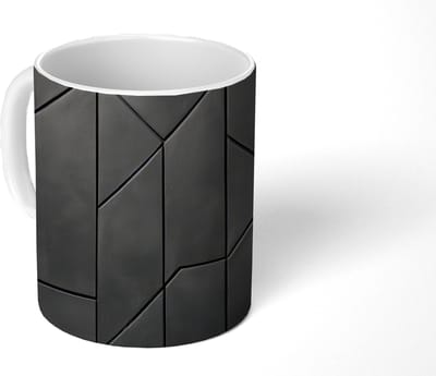 Mok - Koffiemok - Zwart - Geometrisch - Tegeltjes - Mokken - 350 ML - Beker - Koffiemokken - Theemok