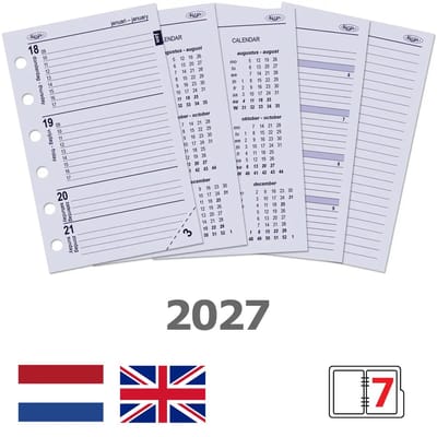 Kalpa 6237-27 125 x 80 mm Pocket Agendaplanner Vulling 1 Week per 2 Paginas NL EN 2027