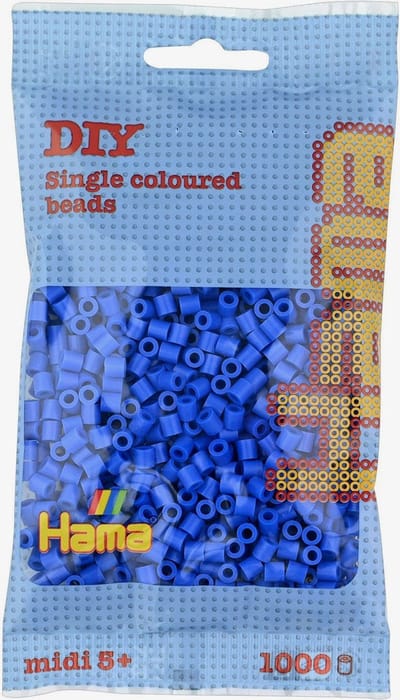 Hama BLAUW (midden warm blauw) midi strijkkralen, zakje met 1.000 stuks normale strijkparels (creatief knutselen met kralen / hama beads, cadeau idee voor kinderfeestje)