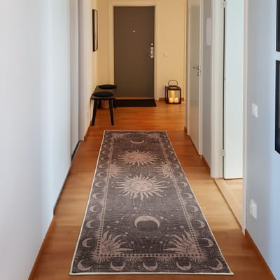 ABAKUHAUS Vloerkleed - Woonkamer Tapijt – taupe – 76 x 229 cm – Hoogpolig – sterren
