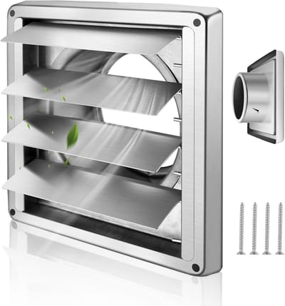 Ventilatieraam 120mm Roestvrij Staal Vierkant voor Weerbescherming in Garage, Keuken en Badkamer