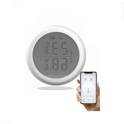Slimme Sensor - Temperatuur Vochtigheid - Binnenklimaat Bewaken - App Meldingen - 8x8x4 cm - Wit