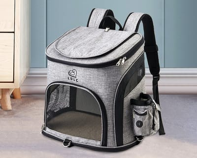Draagtas en Rugzak (M) voor dieren - katten en honden - Zwart/Grijs - Maat M - Huisdier - Transportbox - Pet Carrier - Rugtas - Reis tas