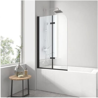 EMKE Badwand - Inklapbaar - 120x140cm - Zwart - 6mm Helder Veiligheidsglas - Nano Coating - Aluminium Profiel - Badschermm