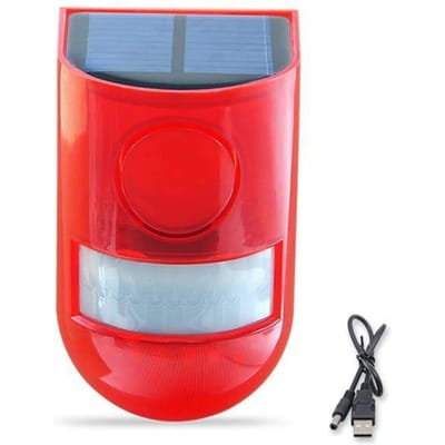 Lampe Alarme Solaire IP65 110dB avec Détecteur Mouvement Télécommande, 4 Modes pour Maison/Ferme/Grange VITDIPY