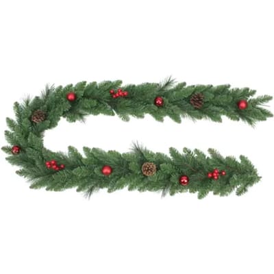 Decoris Bevroren Guirlande - Groen En Rood - 210cm
