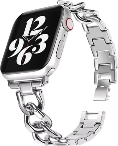 Strap-it luxe stalen horlogeband - geschikt voor Apple Watch Series 1/2/3/4/5/6/7/8/9/10/11/SE/SE2/SE3 - zilver - Chain schakel bandje voor iWatch maat: 38 / 40 / 41 / 42mm