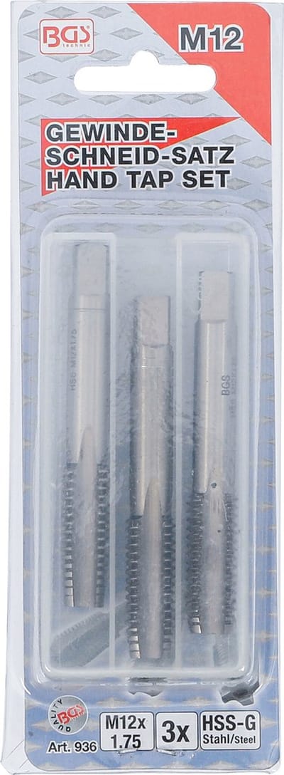 BGS Draadsnijtapset voor-, middel- en nasnijder M12 x 1,75 3 delig