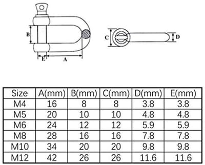D-ring bracket lock, 304 roestvrij staal, voor zware robuuste constructie, voor voertuigopslag/trekken etc, 1/2" M12, 2