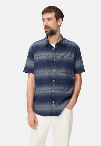 camel active Shirt met korte mouwen met borstzask - Maat menswear-L - Donkerblauw