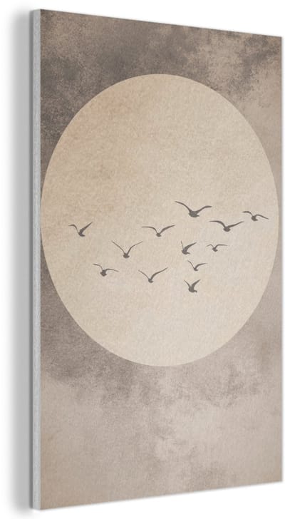 Akoestisch wandpaneel 60x90 cm - Vilt schilderij Vogel - Beige - Japandi - Akoestische panelen - Geluidsdempende wanddecoratie - Geluidsisolatie woonkamer - Muurdecoratie geluidspanelen