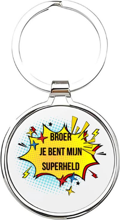 Akyol - Broer je bent mijn superheld Sleutelhanger - broer - De leukste broer - Broer sleutelhanger - grote broer sleutelhanger - Sleutelhanger broer - Familie sleutelhanger - cadeautje - broer cadeau - boy - de liefste broer - 4 x 7,5 CM