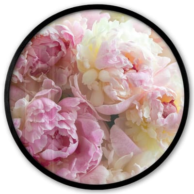 Poster in lijst Rond - Fotolijst 40x40 cm - Posters - Vintage - Bloemen - Rozen - Natuur - Ronde posterlijst zwart - Decoratie - Wanddecoratie woonkamer - Muurdecoratie slaapkamer