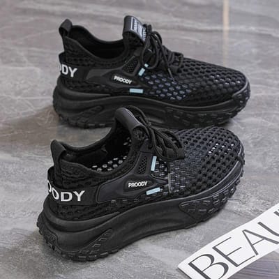 Ademende Dames Hardloopschoenen Lichtgewicht Dames Sportschoenen Mode Tennis Outdoor Zachte Veterschoenen Dames Sneakers Q110 40 black