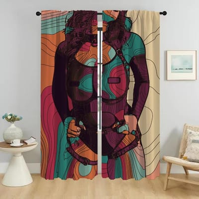 Rideaux Géométriques pour Filles Partition de Pièce pour Enfant Rideau de Fenêtre pour Pièce 2 Panneaux Tulle pour Chambre Décoration d'Halloween Stores Maison W50xH70cmx2pcs-CL brown