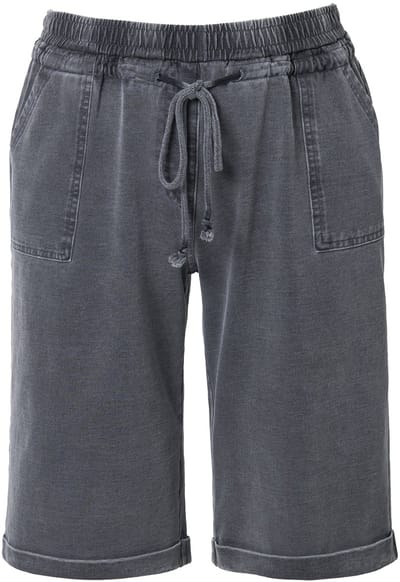 Ulla Popken - Dames - Jersey short Rose wijde pijpen elastische tailleband - Grafietgrijs - Maat 58+
