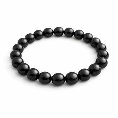 Shungiet Armband – 8 mm Kralen – Ø 18 cm – Zwarte Natuursteen Armband – Edelsteen Armband voor Dames en Heren