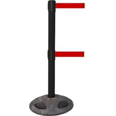 RS-GUIDESYSTEMS® Slagboom GLA 250, dubbele band, bandverlenging 4 m, voetplaat Ø 410 mm, zwart/rood