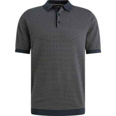 Polo Shirt Korte Mouw Vanguard Knitted Poloshirt Streep Navy