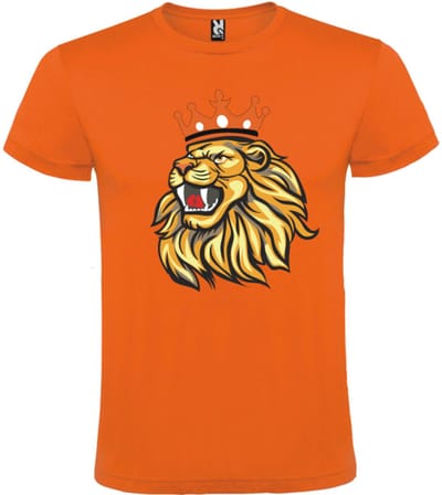 T-shirt - Koningsdag Vibes - Oranje Shirt met Feestelijke leeuw - Maat M