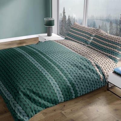 Romanette FLANEL Dekbedovertrek 240x200/220 Vicuna teal