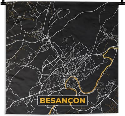 Wandkleed - Wanddoek - Stadskaart – Plattegrond – Besançon - Kaart – Frankrijk - 180x180 cm - Wandtapijt