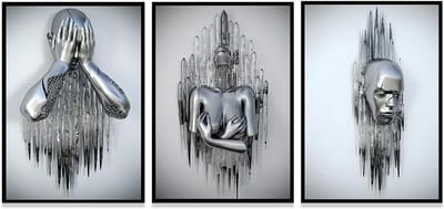 Abstracte Metalen Figuren Wanddecoratie Canvas Schilderij Set