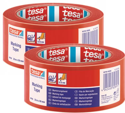 Tesa tesaflex® - Waarschuwingslint PVC - 33m x 50mm - Rood - 2 stuks