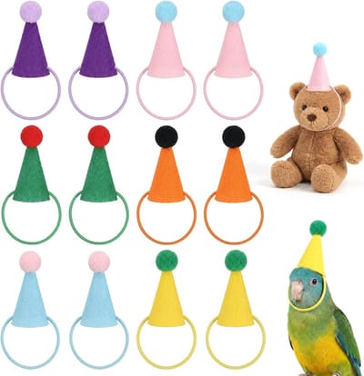 Kegelvormige mini-feesthoeden voor knuffeldieren - 12 kleurrijke verjaardagshoeden in 6 kleuren, ideaal voor feestjes en speelgoeddecoratie