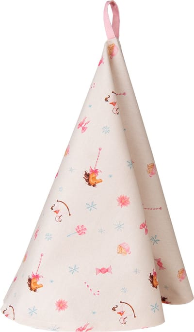Clayre & Eef Theedoek Ø 80 cm Beige Roze Katoen Hobbelpaard