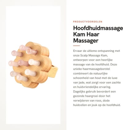 Dailygoods - Hoofdhuidmassage Kam - Haar Massager - Natuurlijke jade - Roze - Hoofdhuidverzorging - Geschikt voor alle haartypes - 5,8 x 1,5 cm