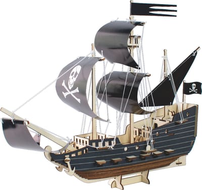 De Bouwplaats Piratenschip Bouwpakket - Houten 3D Puzzel - 102 onderdelen