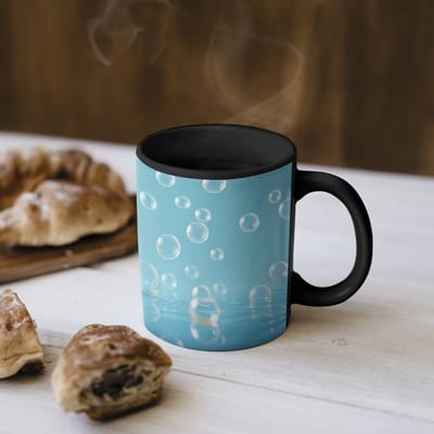 Magische Mok - Foto op Warmte Mokken - Koffiemok - Bubbels - Badeend - Geel - Magic Mok - Beker - 350 ML - Theemok