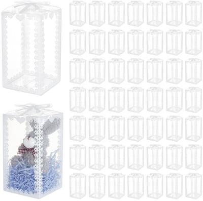 Dailygoods- Gunstdozen 50 stuks - Transparante PVC - Bruiloft/Feest - Rechthoekig - 8 x 8 x 15 cm - Eenvoudig te monteren - Geschenkdozen