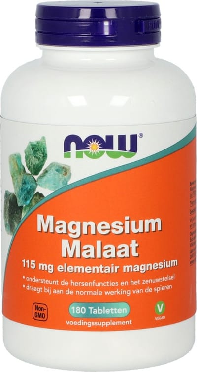 Now Foods Magnesium Malaat (180 tabletten)