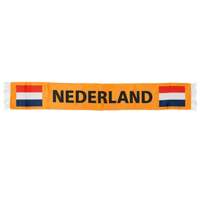 Oranje Nederland Sjaal – Dubbelzijdig Bedrukt – Holland Supporters Sjaal EK/WK Voetbal – Fansjaal met Nederlandse Vlag - 130x15cm