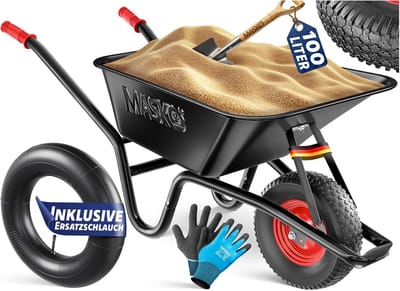Stevige Kruiwagen - Bouw en Tuin - Zwaar Transport - 100 Liter Capaciteit - 141x59x58cm - Koper