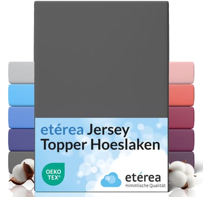 etérea Topper Jersey Hoeslaken 90x200 - 100x200 cm Oekotex Made in Green - 100% katoen - Antraciet